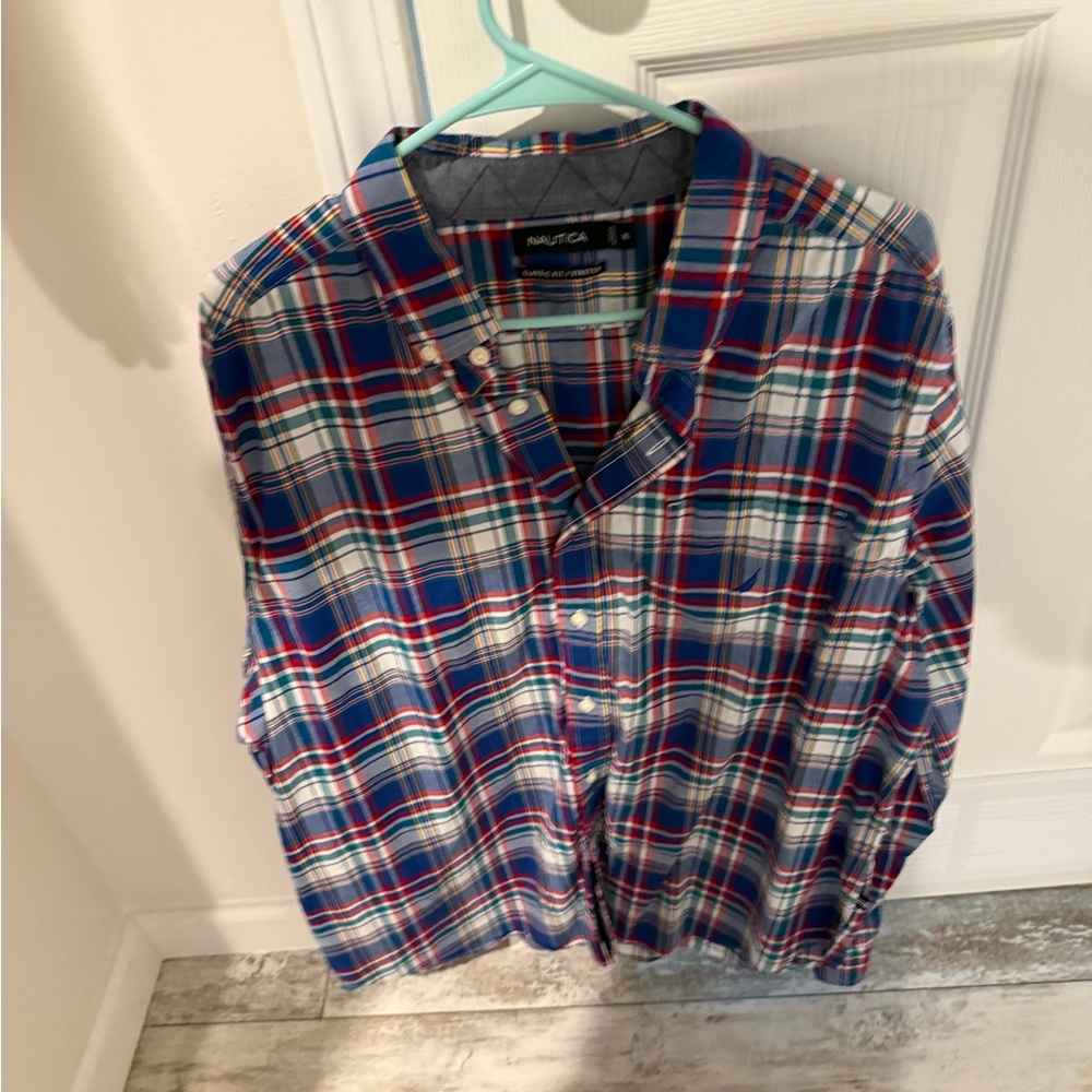 Nautica Men's Blue Plaid Shirt